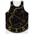 Gold And Black Sagittarius Sign Print Men's Tank Top