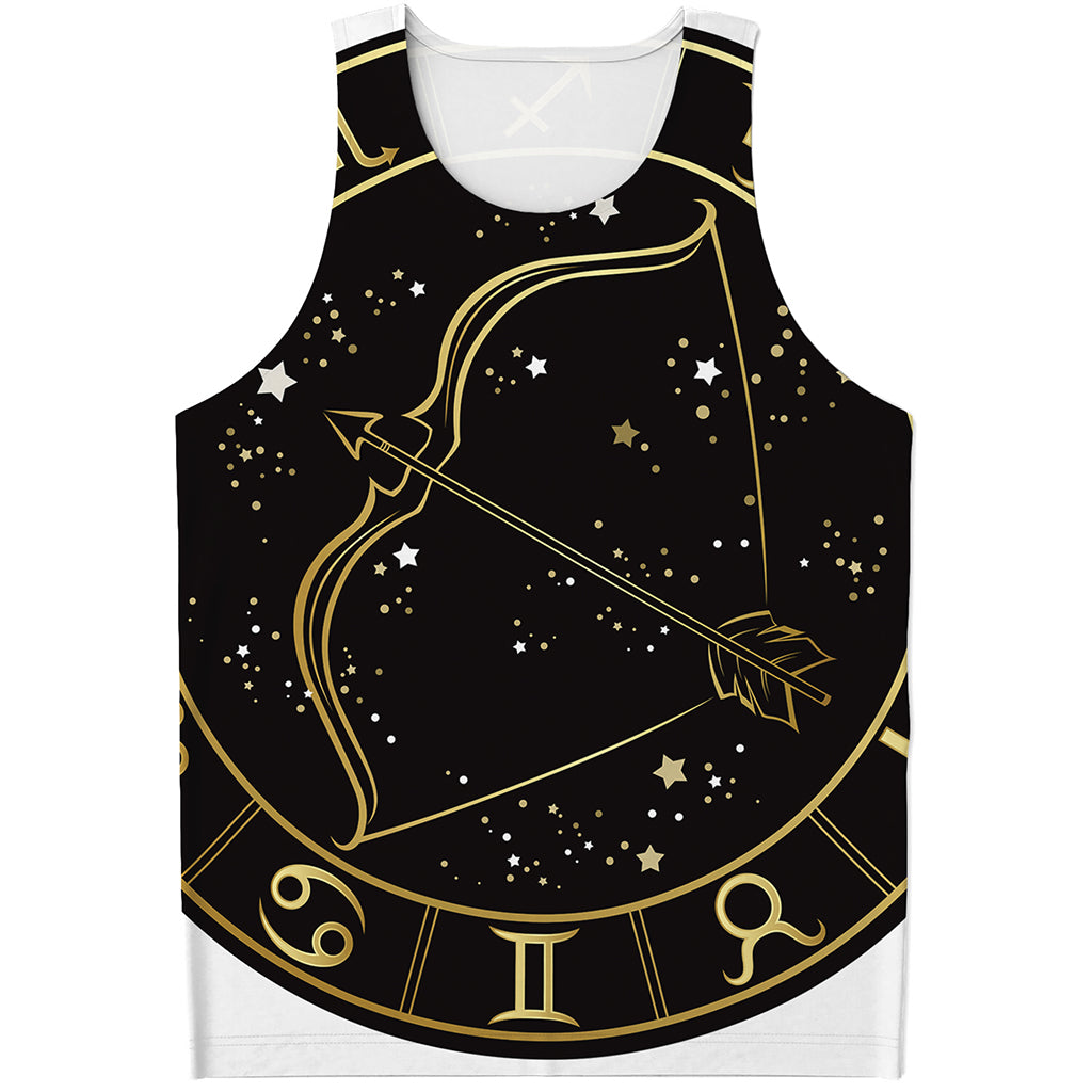 Gold And Black Sagittarius Sign Print Men's Tank Top