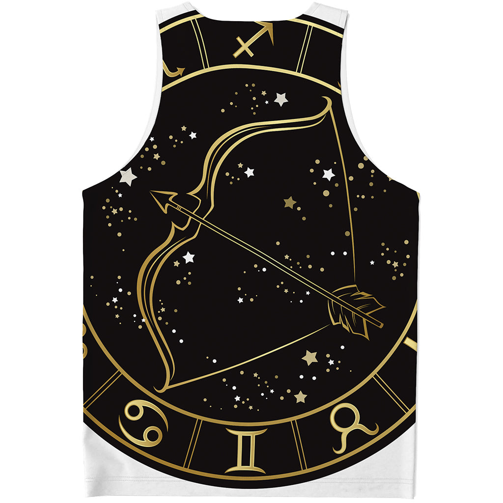 Gold And Black Sagittarius Sign Print Men's Tank Top