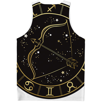 Gold And Black Sagittarius Sign Print Men's Tank Top