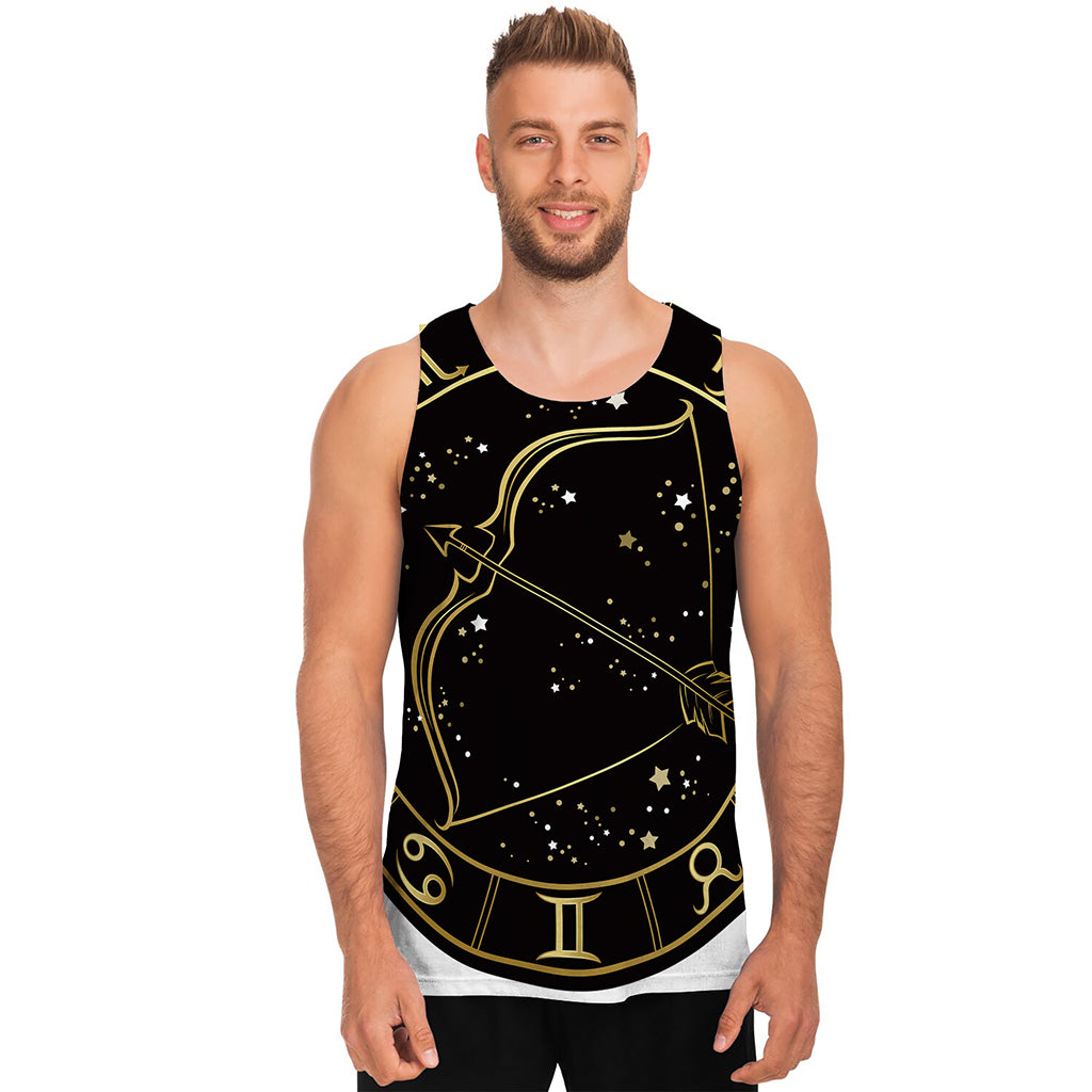 Gold And Black Sagittarius Sign Print Men's Tank Top