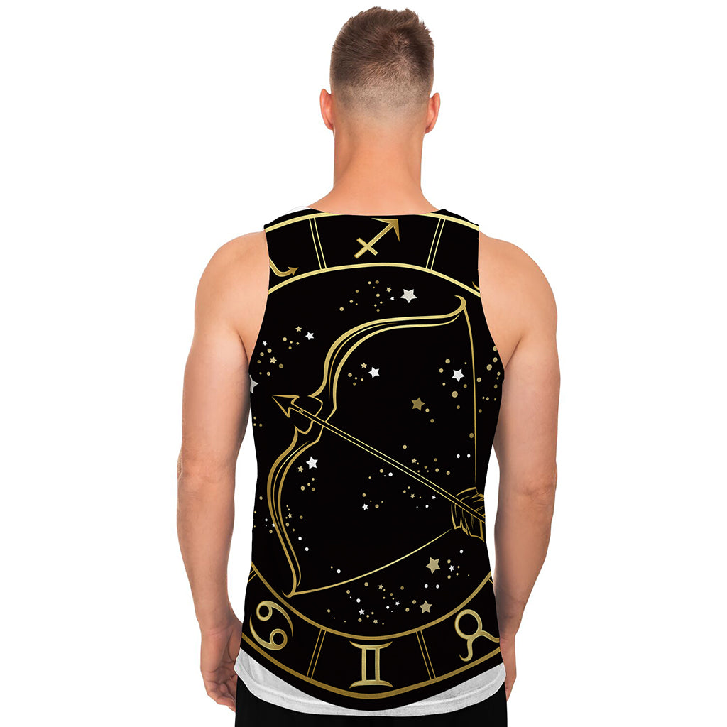 Gold And Black Sagittarius Sign Print Men's Tank Top