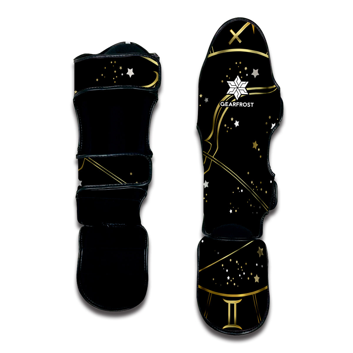 Gold And Black Sagittarius Sign Print Muay Thai Shin Guard