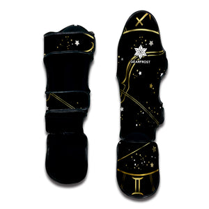 Gold And Black Sagittarius Sign Print Muay Thai Shin Guard