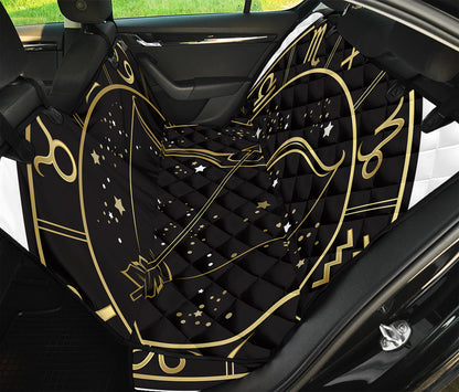 Gold And Black Sagittarius Sign Print Pet Car Back Seat Cover