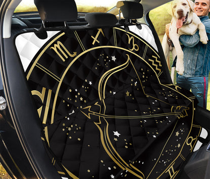 Gold And Black Sagittarius Sign Print Pet Car Back Seat Cover