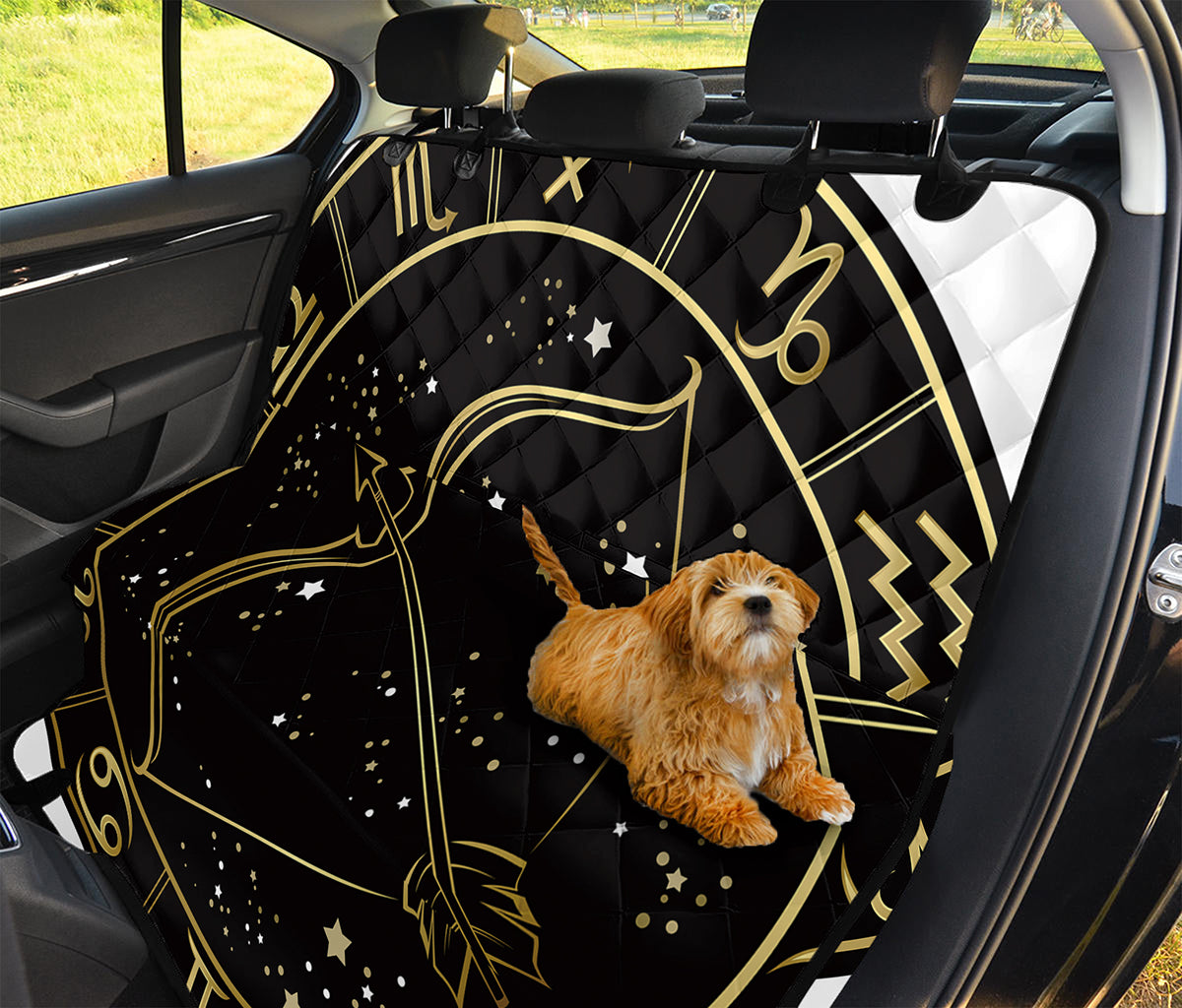 Gold And Black Sagittarius Sign Print Pet Car Back Seat Cover