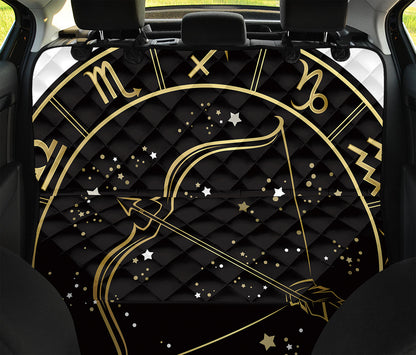 Gold And Black Sagittarius Sign Print Pet Car Back Seat Cover