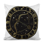 Gold And Black Sagittarius Sign Print Pillow Cover