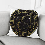 Gold And Black Sagittarius Sign Print Pillow Cover