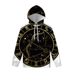 Gold And Black Sagittarius Sign Print Pullover Hoodie