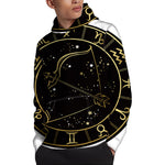 Gold And Black Sagittarius Sign Print Pullover Hoodie