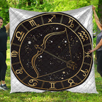 Gold And Black Sagittarius Sign Print Quilt