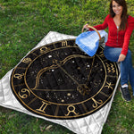 Gold And Black Sagittarius Sign Print Quilt