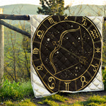 Gold And Black Sagittarius Sign Print Quilt