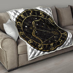 Gold And Black Sagittarius Sign Print Quilt