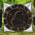 Gold And Black Sagittarius Sign Print Quilt