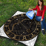 Gold And Black Sagittarius Sign Print Quilt