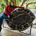 Gold And Black Sagittarius Sign Print Quilt