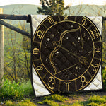 Gold And Black Sagittarius Sign Print Quilt