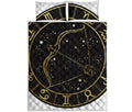 Gold And Black Sagittarius Sign Print Quilt Bed Set