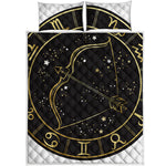 Gold And Black Sagittarius Sign Print Quilt Bed Set
