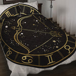 Gold And Black Sagittarius Sign Print Quilt Bed Set