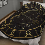 Gold And Black Sagittarius Sign Print Quilt Bed Set