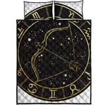 Gold And Black Sagittarius Sign Print Quilt Bed Set