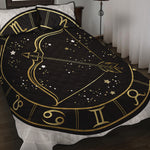 Gold And Black Sagittarius Sign Print Quilt Bed Set