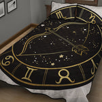 Gold And Black Sagittarius Sign Print Quilt Bed Set