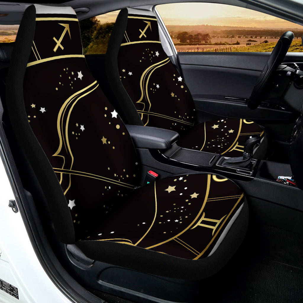 Gold And Black Sagittarius Sign Print Universal Fit Car Seat Covers