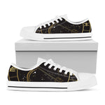 Gold And Black Sagittarius Sign Print White Low Top Shoes