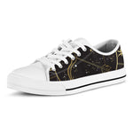 Gold And Black Sagittarius Sign Print White Low Top Shoes