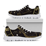 Gold And Black Sagittarius Sign Print White Sneakers