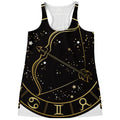 Gold And Black Sagittarius Sign Print Women's Racerback Tank Top
