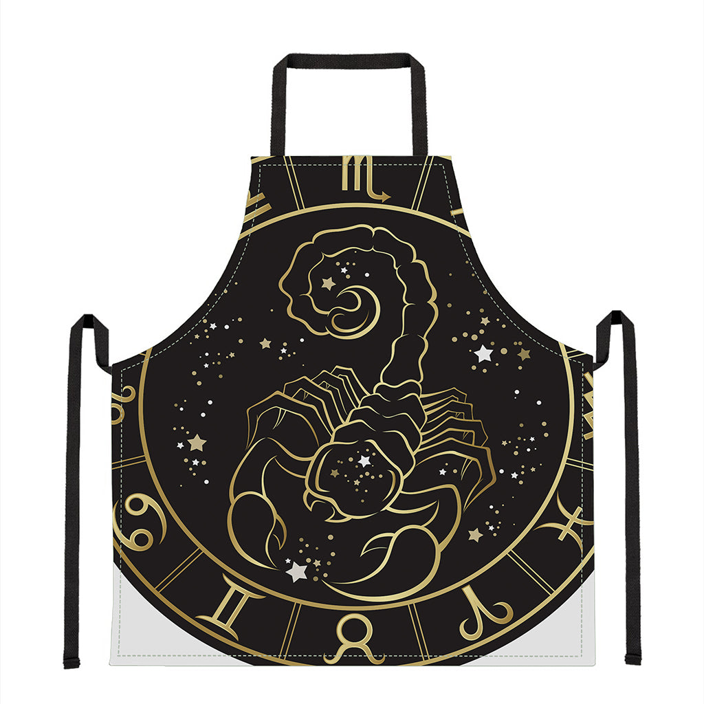 Gold And Black Scorpio Sign Print Apron