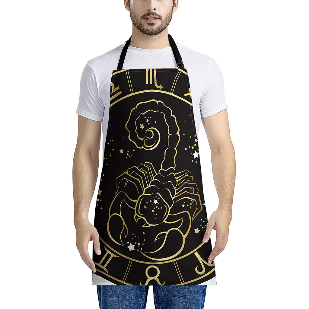 Gold And Black Scorpio Sign Print Apron