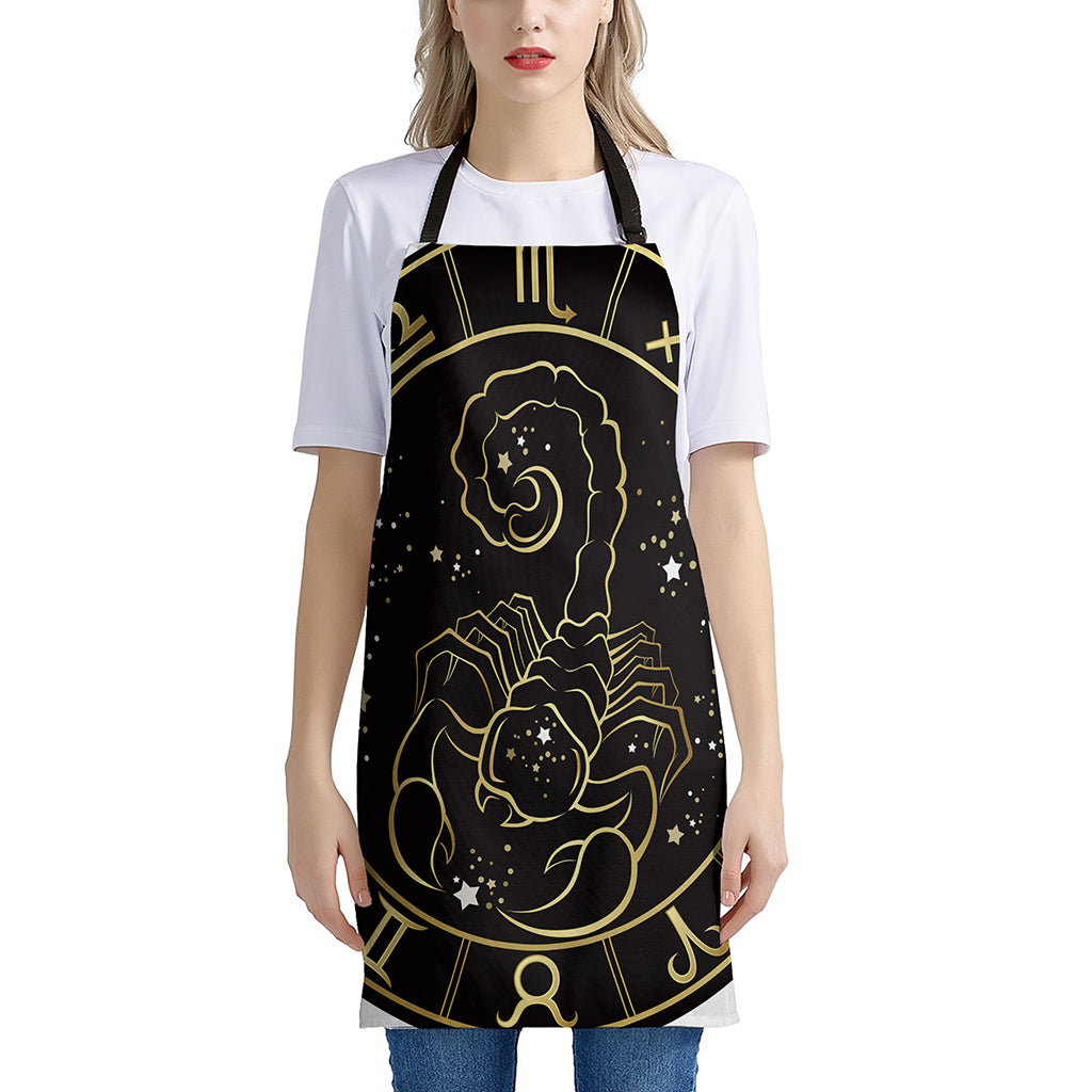 Gold And Black Scorpio Sign Print Apron
