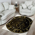 Gold And Black Scorpio Sign Print Area Rug