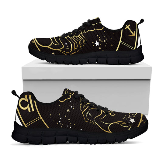 Gold And Black Scorpio Sign Print Black Sneakers