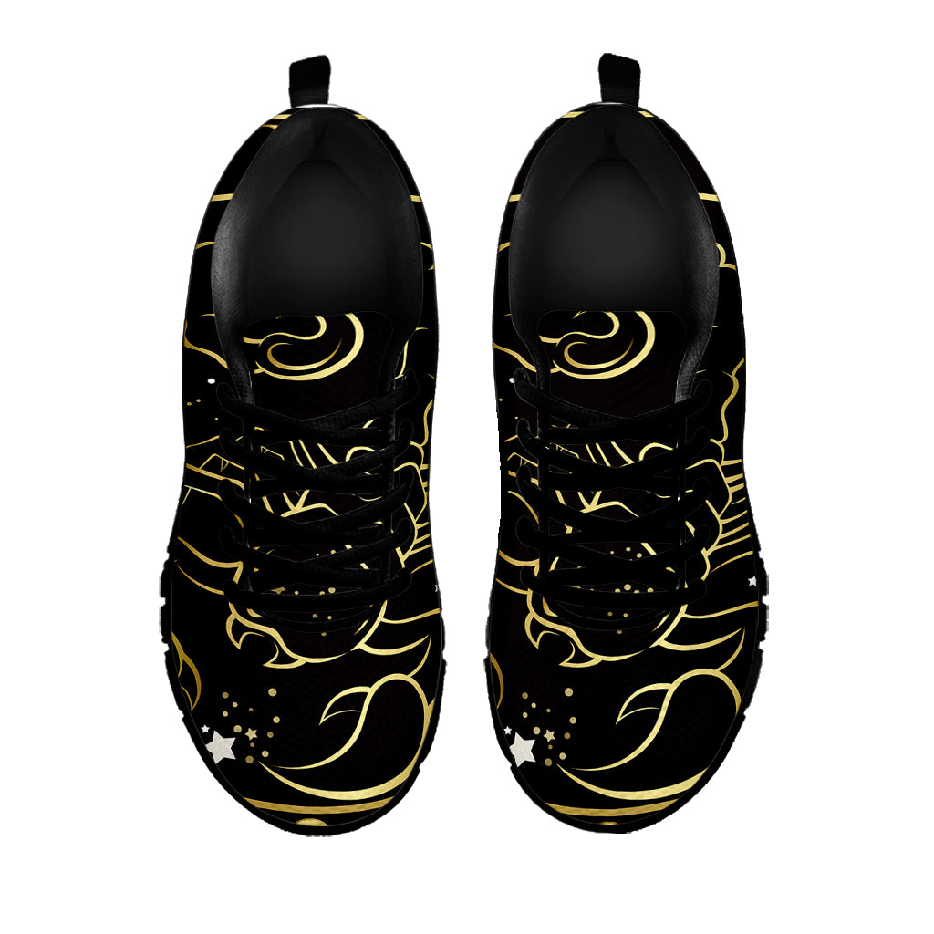 Gold And Black Scorpio Sign Print Black Sneakers