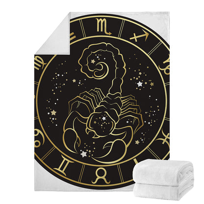 Gold And Black Scorpio Sign Print Blanket