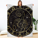 Gold And Black Scorpio Sign Print Blanket