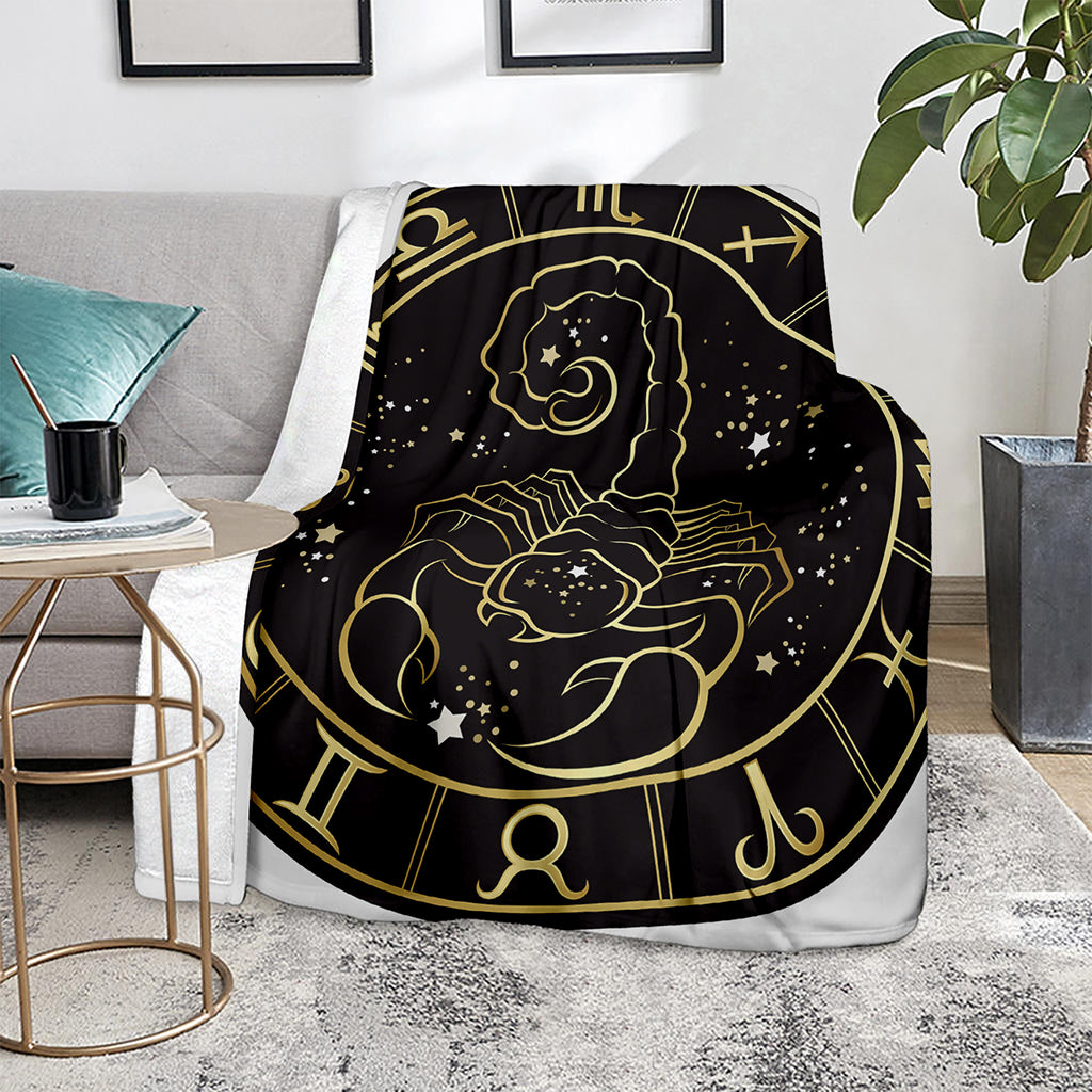 Gold And Black Scorpio Sign Print Blanket