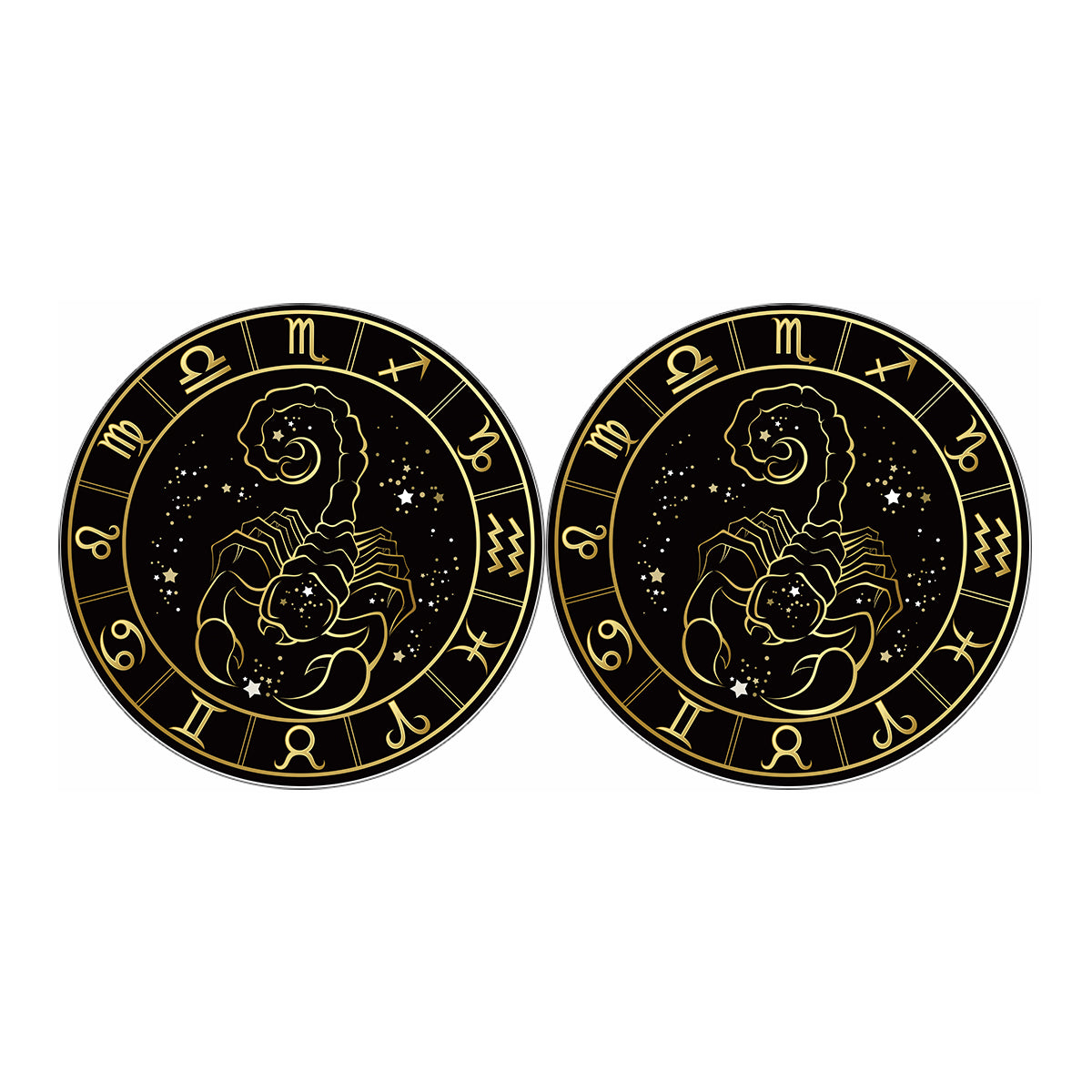 Gold And Black Scorpio Sign Print Car Coasters