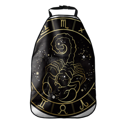 Gold And Black Scorpio Sign Print Car Seat Organizers