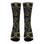 Gold And Black Scorpio Sign Print Crew Socks