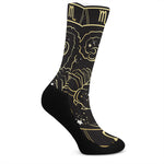 Gold And Black Scorpio Sign Print Crew Socks