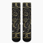 Gold And Black Scorpio Sign Print Crew Socks